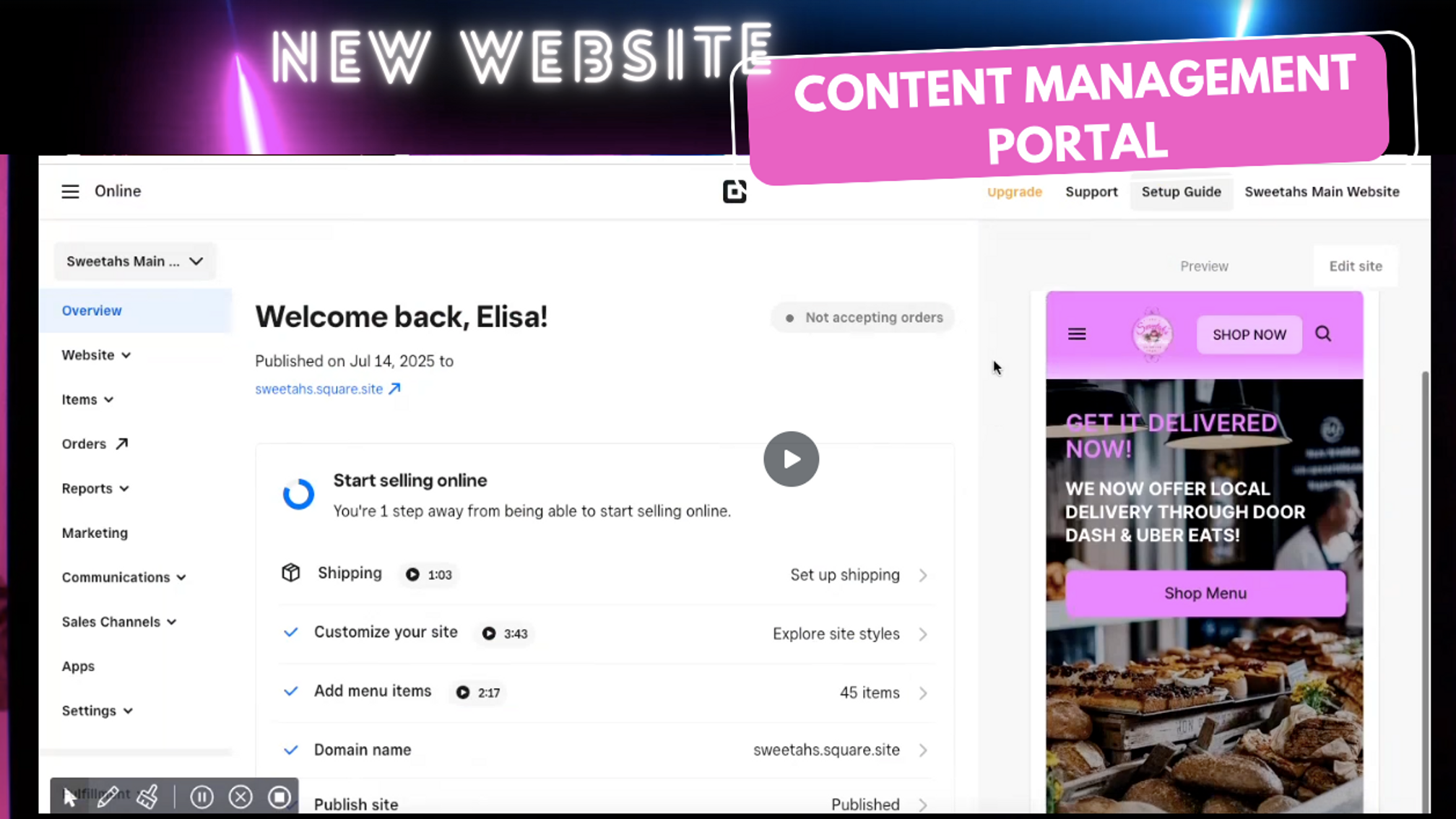 SWEETAH'S BAKERY M&A SITE, MOBILE APP & TRAINING ON ENTERPRISE SOFTWARE | Released December, 2024